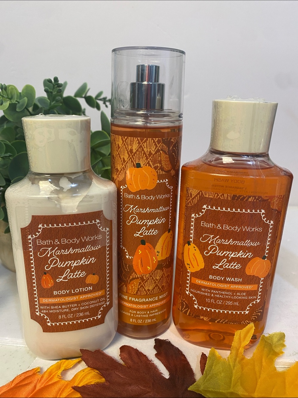 “Marshmallow Pumpkin Latte” Bath & Body Works New 3-Pc Set